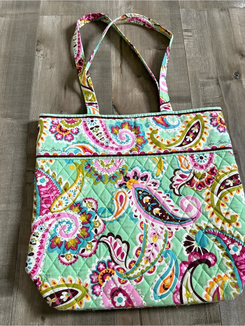 Vera Bradley Tutti Frutti Tote Bag Shoulder Mint Green Paisley Retired Small